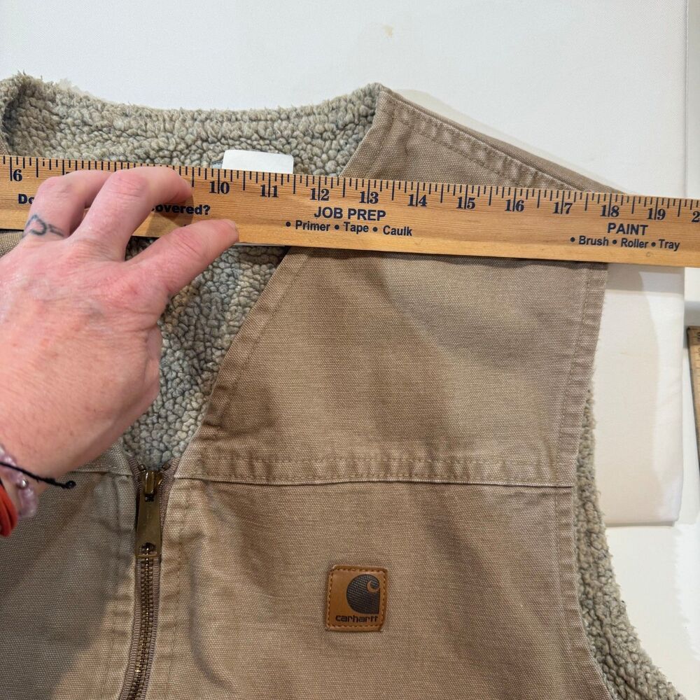 VTG 90s Carhartt Vest Mens XL Brown Sherpa Lined USA Made Duck Canvas V13SDL - Picture 5 of 7